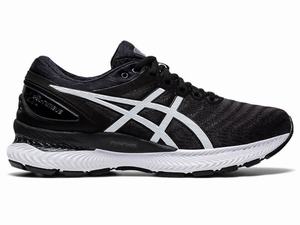 Asics GEL-NIMBUS 22 Women's Running Shoes Black / White | ZNF214739