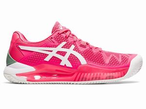 Asics GEL-RESOLUTION 8 CLAY Women's Tennis Shoes Pink / White | TZL305478