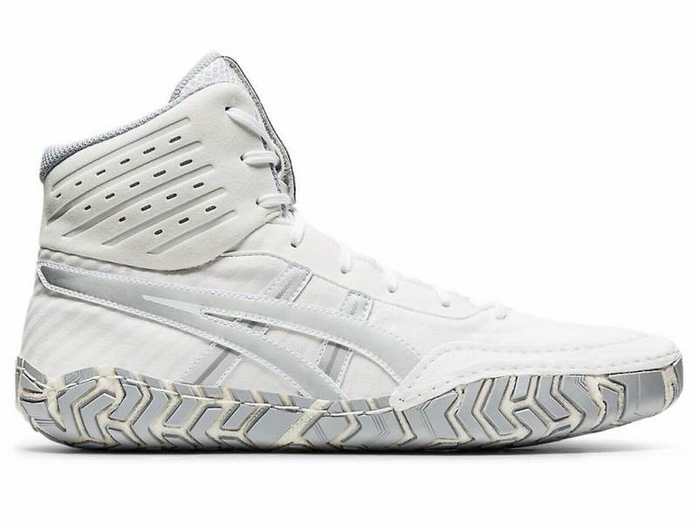 Asics Aggressor 4 Men's Wrestling Shoes White / Silver / Brown | NQG384615