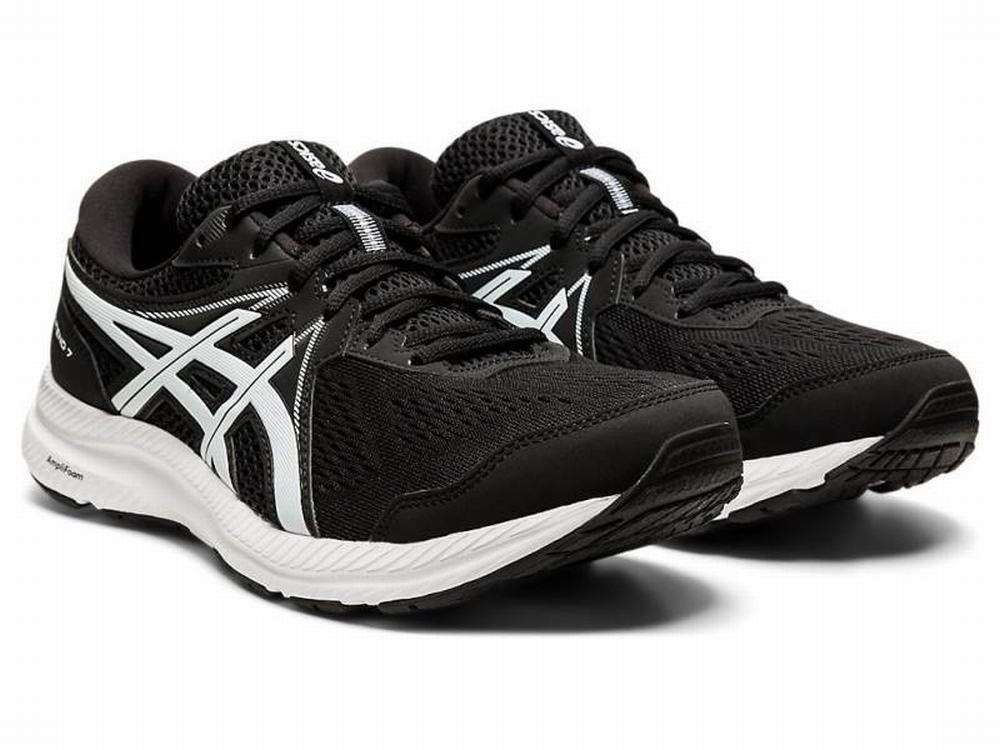 Asics GEL-CONTEND 7 (4E) Men's Running Shoes Black / White | PJF851360