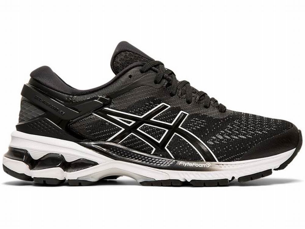 Asics GEL-KAYANO 26 (D) Women's Running Shoes Black / White | URY903184