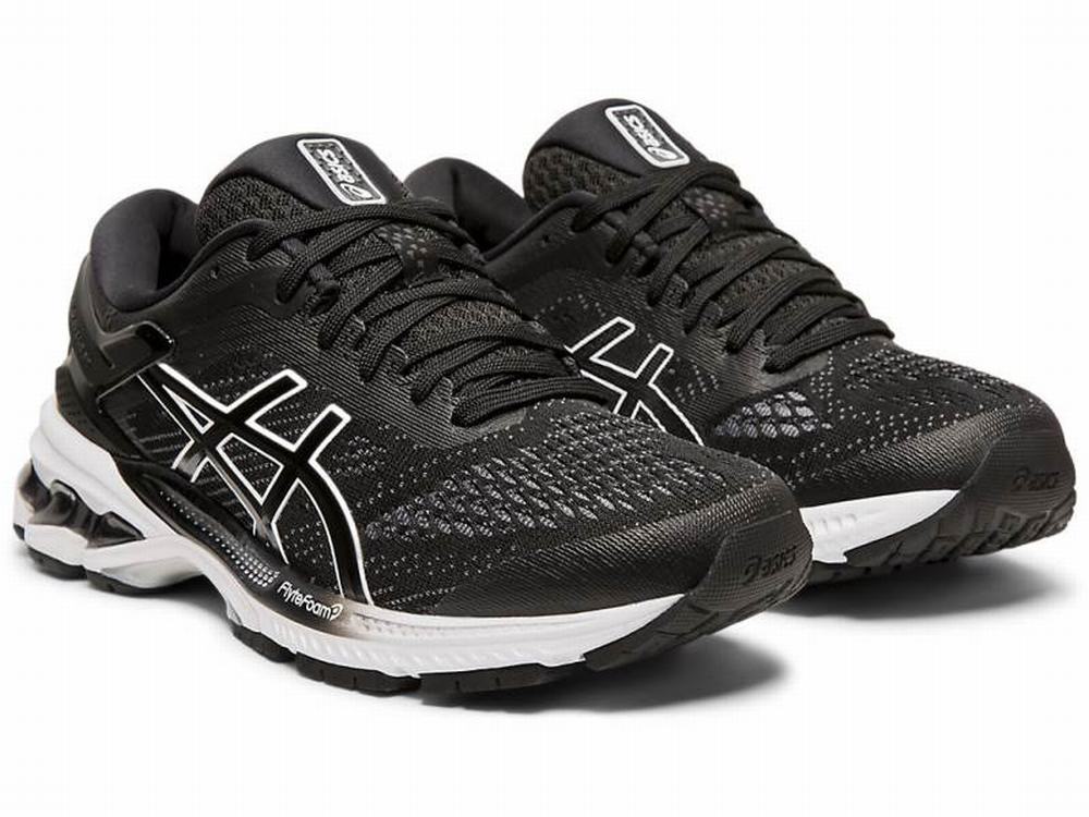 Asics GEL-KAYANO 26 (D) Women's Running Shoes Black / White | URY903184