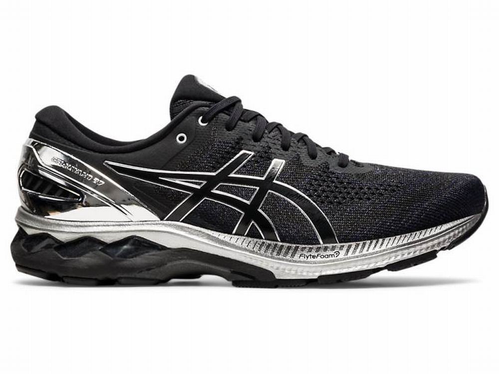 Asics GEL-KAYANO 27 PLATINUM Men's Running Shoes Black / Silver | TGS281743