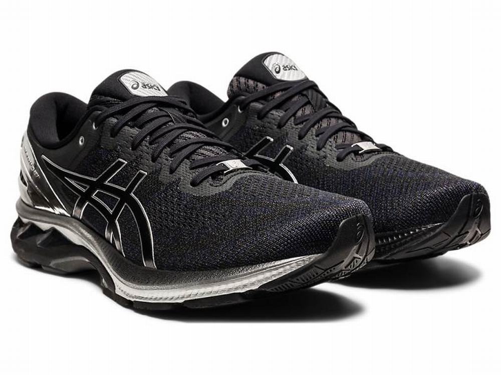 Asics GEL-KAYANO 27 PLATINUM Men's Running Shoes Black / Silver | TGS281743