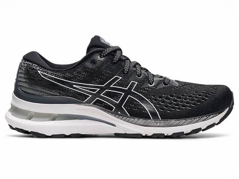 Asics GEL-KAYANO 28 Women's Running Shoes Black / White | ZGH903486