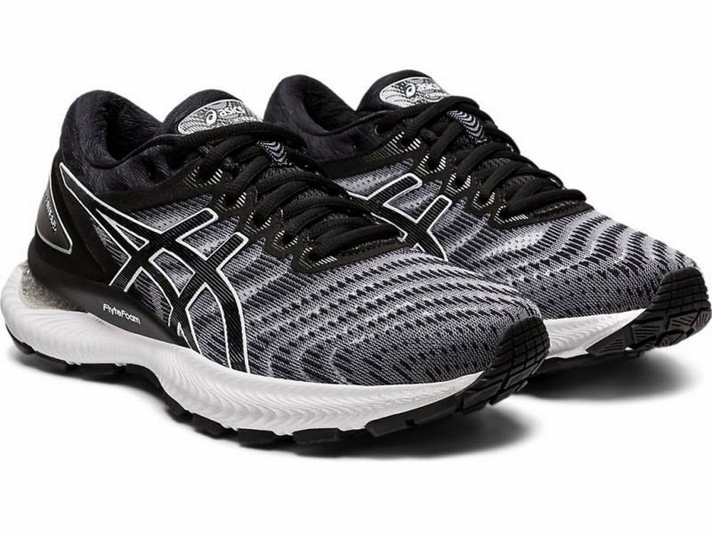 Asics GEL-NIMBUS 22 Women's Running Shoes Black / White | FRV381405