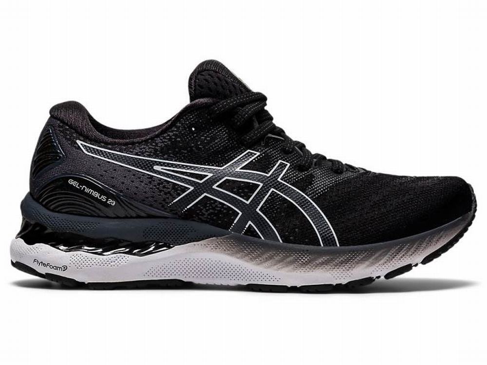 Asics GEL-NIMBUS 23 (D) Women's Running Shoes Black / White | PST193748