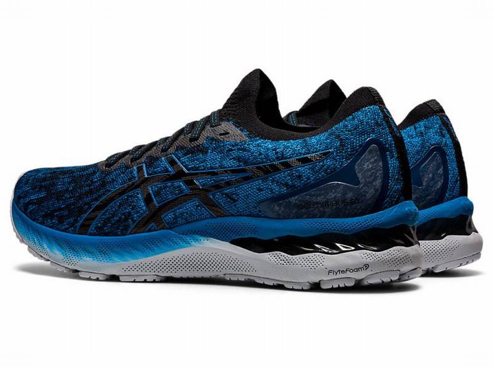 Asics GEL-NIMBUS 23 KNIT Men's Running Shoes Black / Blue | JST673985