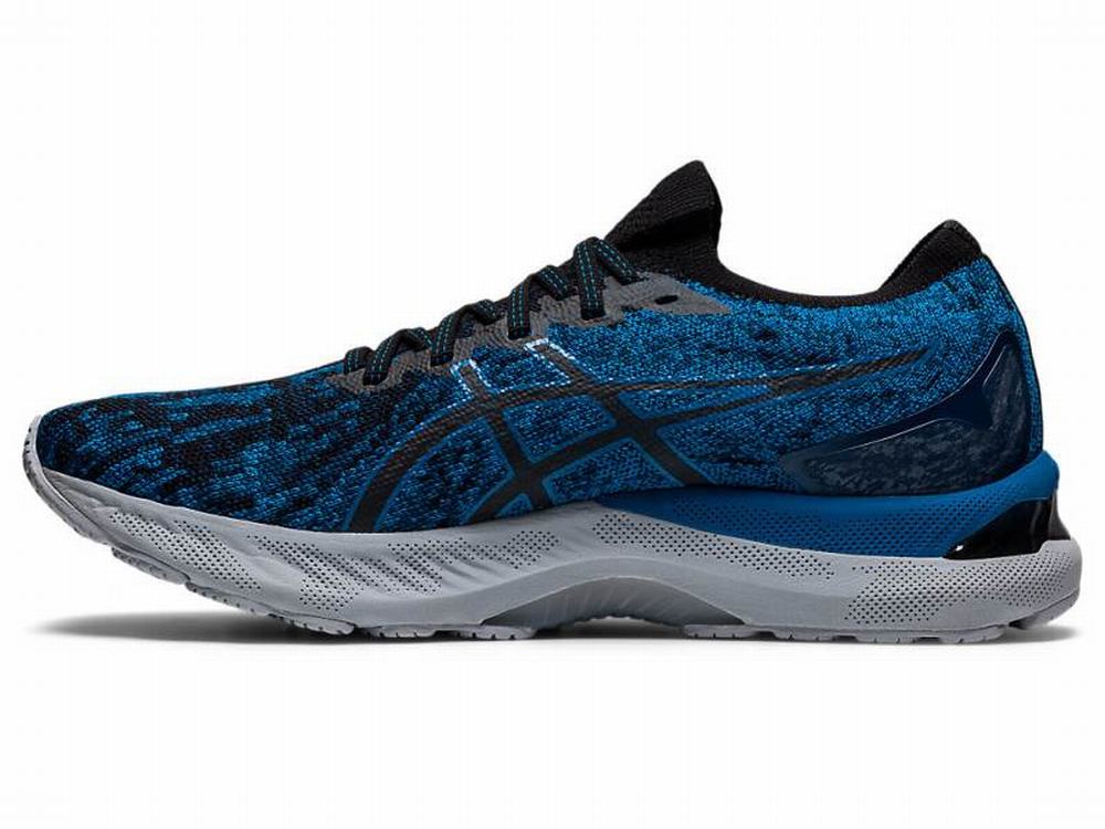 Asics GEL-NIMBUS 23 KNIT Men's Running Shoes Black / Blue | JST673985