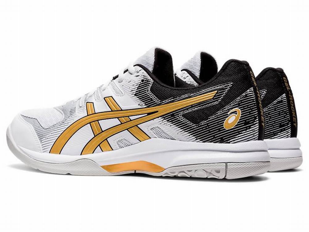 Asics GEL-ROCKET 9 Men's Volleyball Shoes White / Gold | AEJ168950