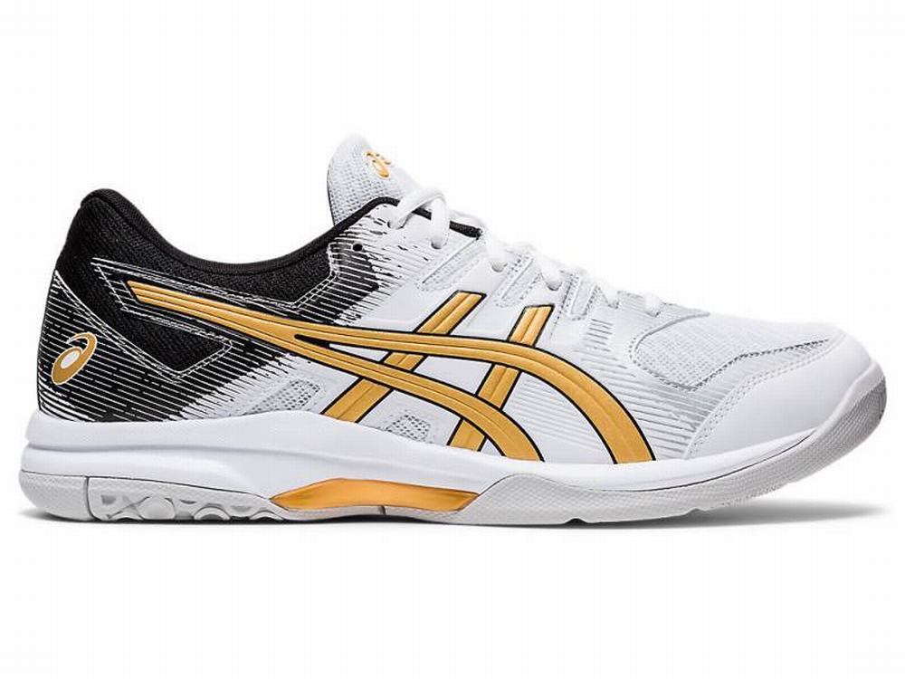 Asics GEL-ROCKET 9 Men\'s Volleyball Shoes White / Gold | AEJ168950