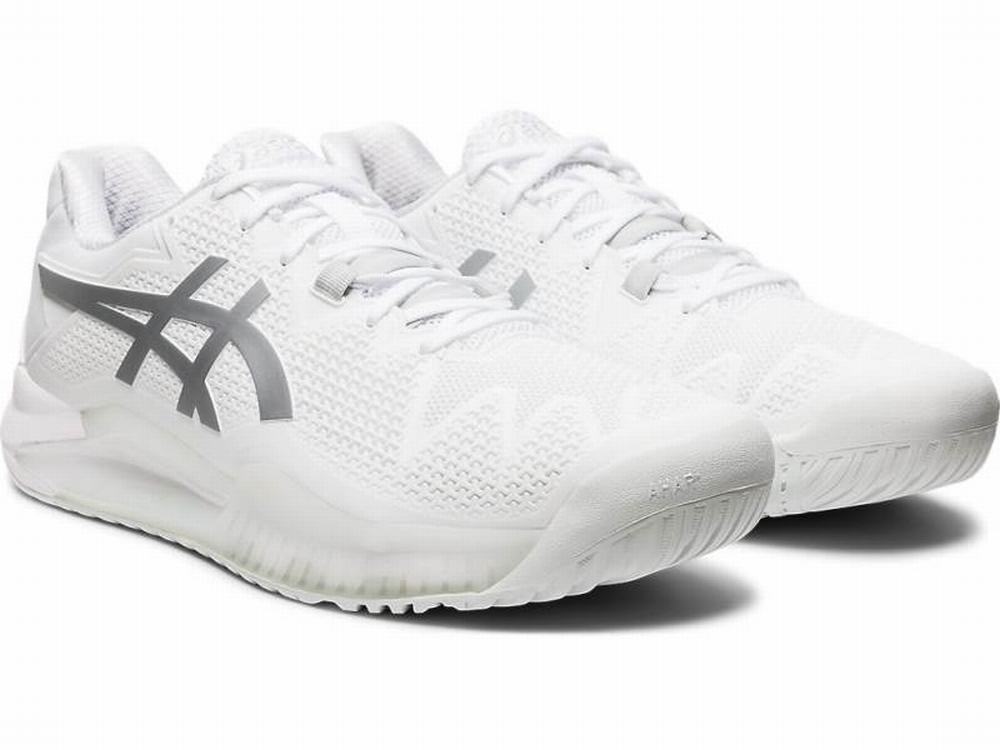 Asics GEL-Resolution 8 Men's Tennis Shoes White / Silver | ABO571936