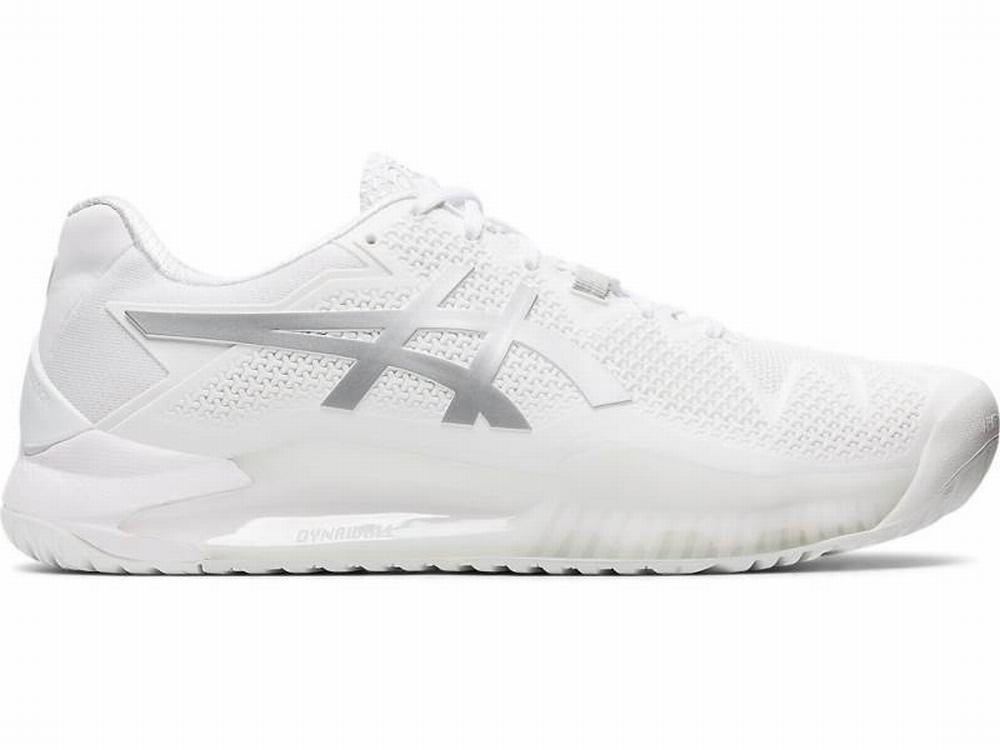 Asics GEL-Resolution 8 Men\'s Tennis Shoes White / Silver | ABO571936