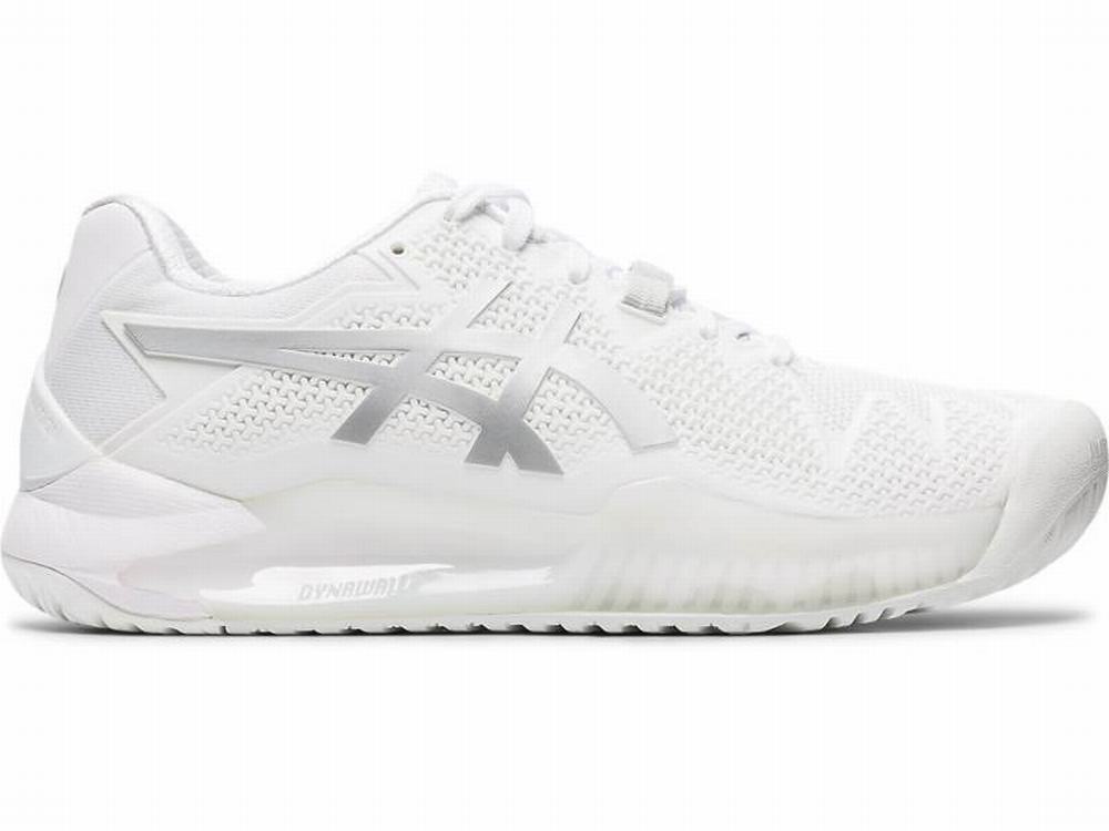 Asics GEL-Resolution 8 Women's Tennis Shoes White / Silver | SOV190582