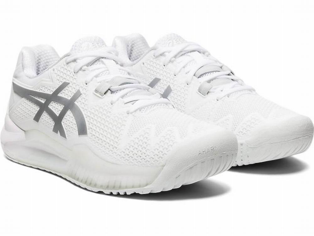 Asics GEL-Resolution 8 Women's Tennis Shoes White / Silver | SOV190582