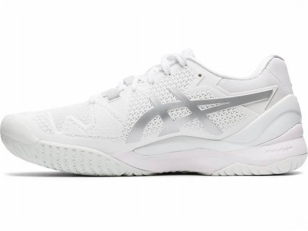 Asics GEL-Resolution 8 Women's Tennis Shoes White / Silver | SOV190582