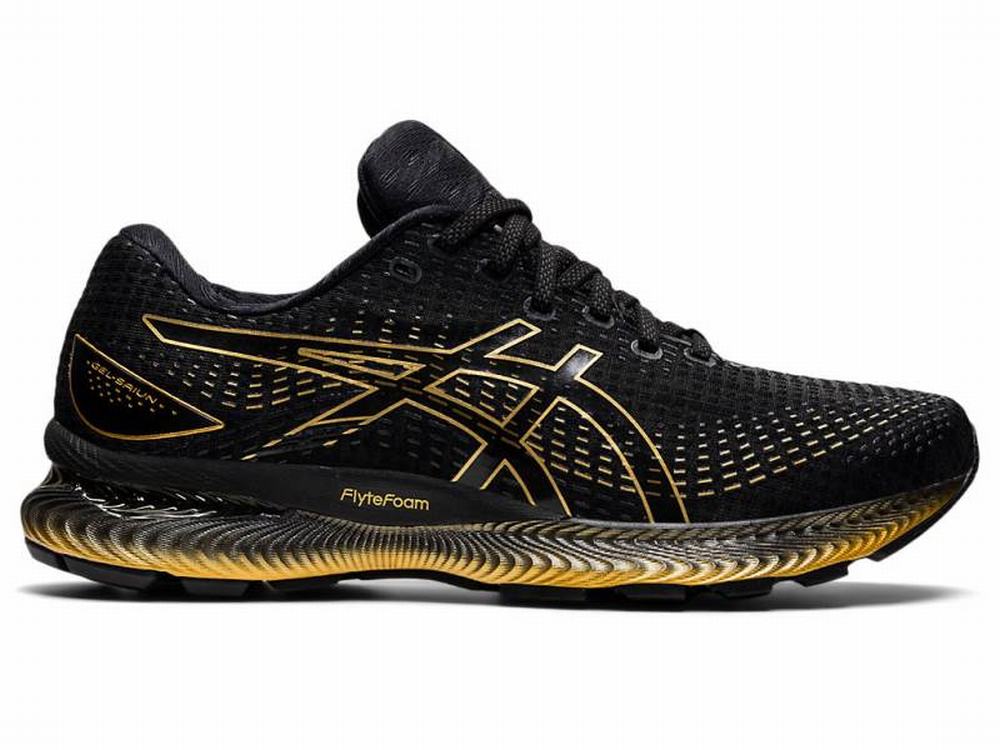 Asics GEL-SAIUN Men\'s Running Shoes Black / Gold / Grey | RXS528136