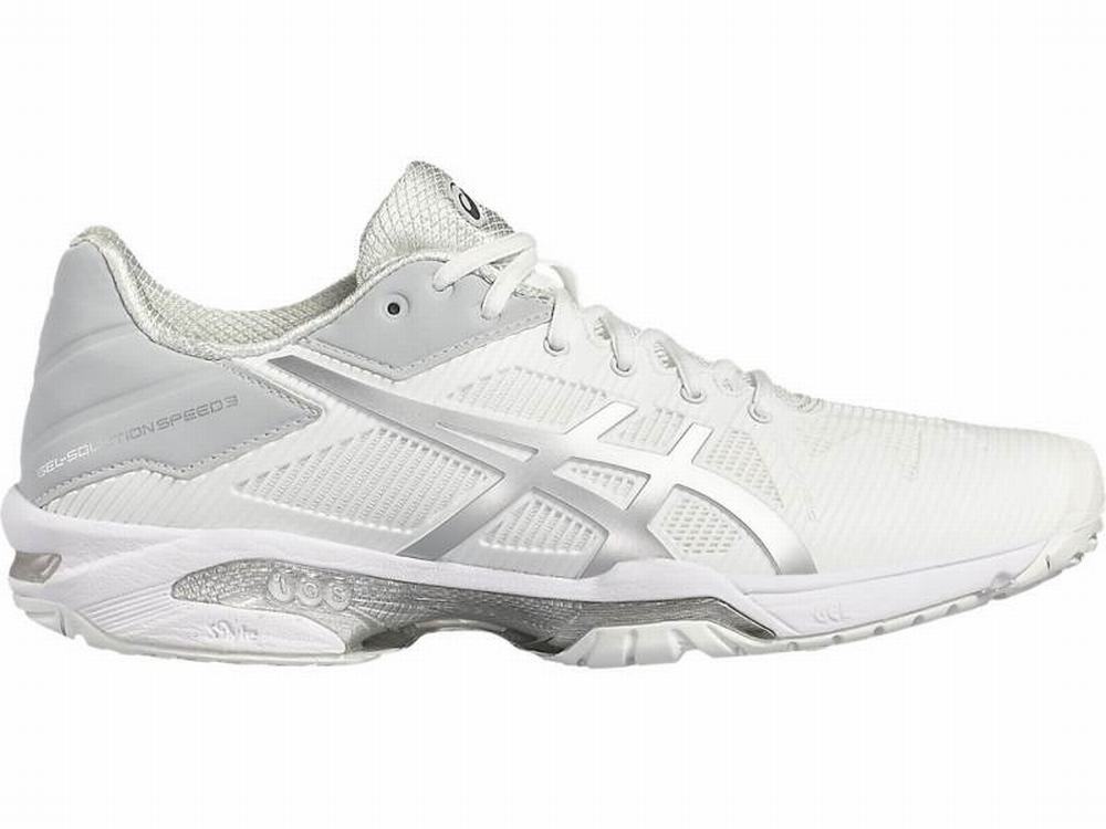 Asics GEL-Solution Speed 3 Women\'s Tennis Shoes White / Silver | NKT305192