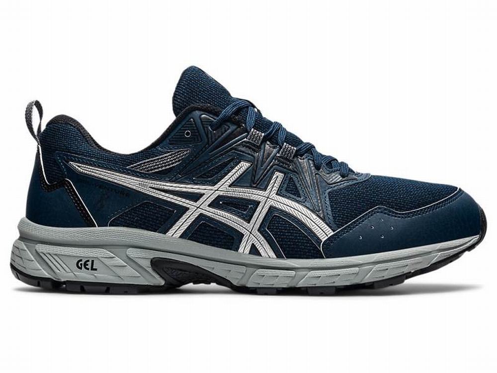 Asics GEL-VENTURE 8 Men\'s Trail Running Shoes Blue / Silver | IXE287136