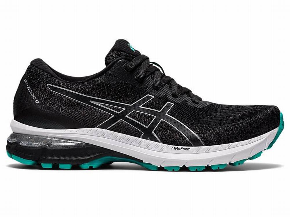 Asics GT-2000 9 KNIT Women's Running Shoes Black / Silver | WRA195368